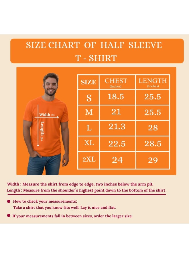 PRINTSHOP4ME India T-shirt for celebrating 74th Republic Day of 2023 Design Printed Unisex Short Sleeve Round Neck T-shirt Orange (Design 1) - Image 2